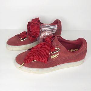 Puma NWOB Red Suede Heart Women Sneaker - Size 6